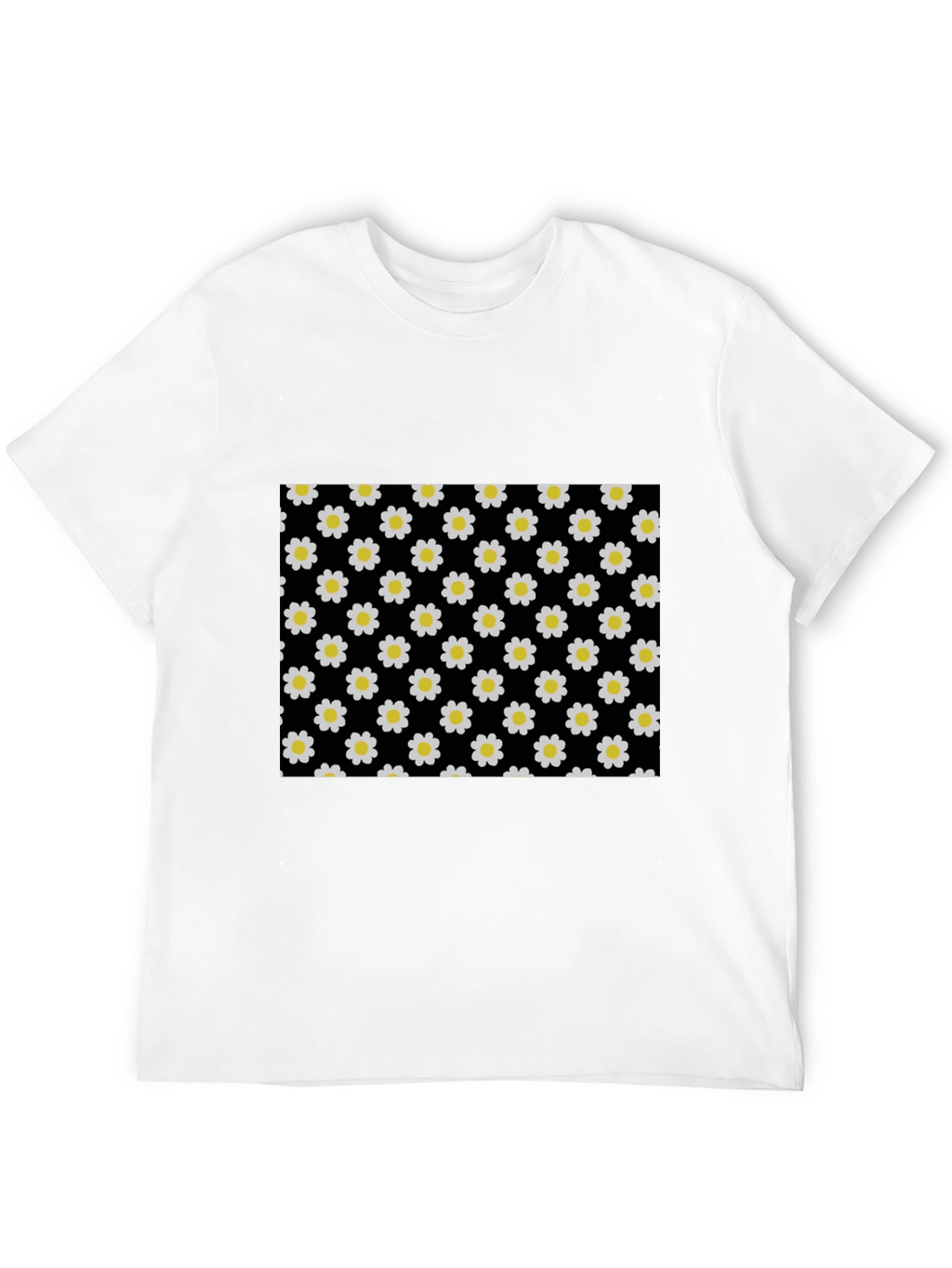 Black Daisy Pattern T-Shirt