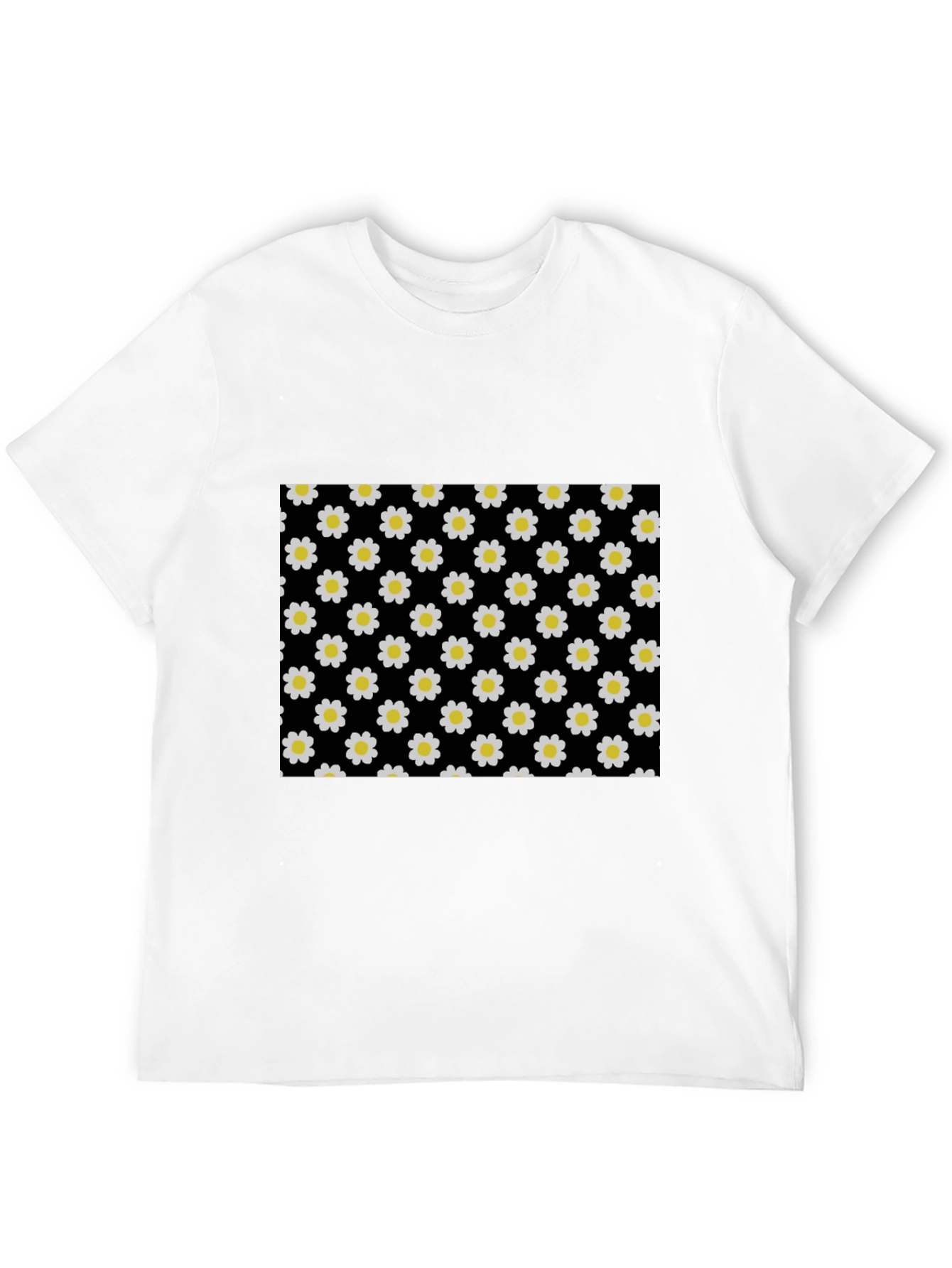 Black Daisy Pattern T-Shirt