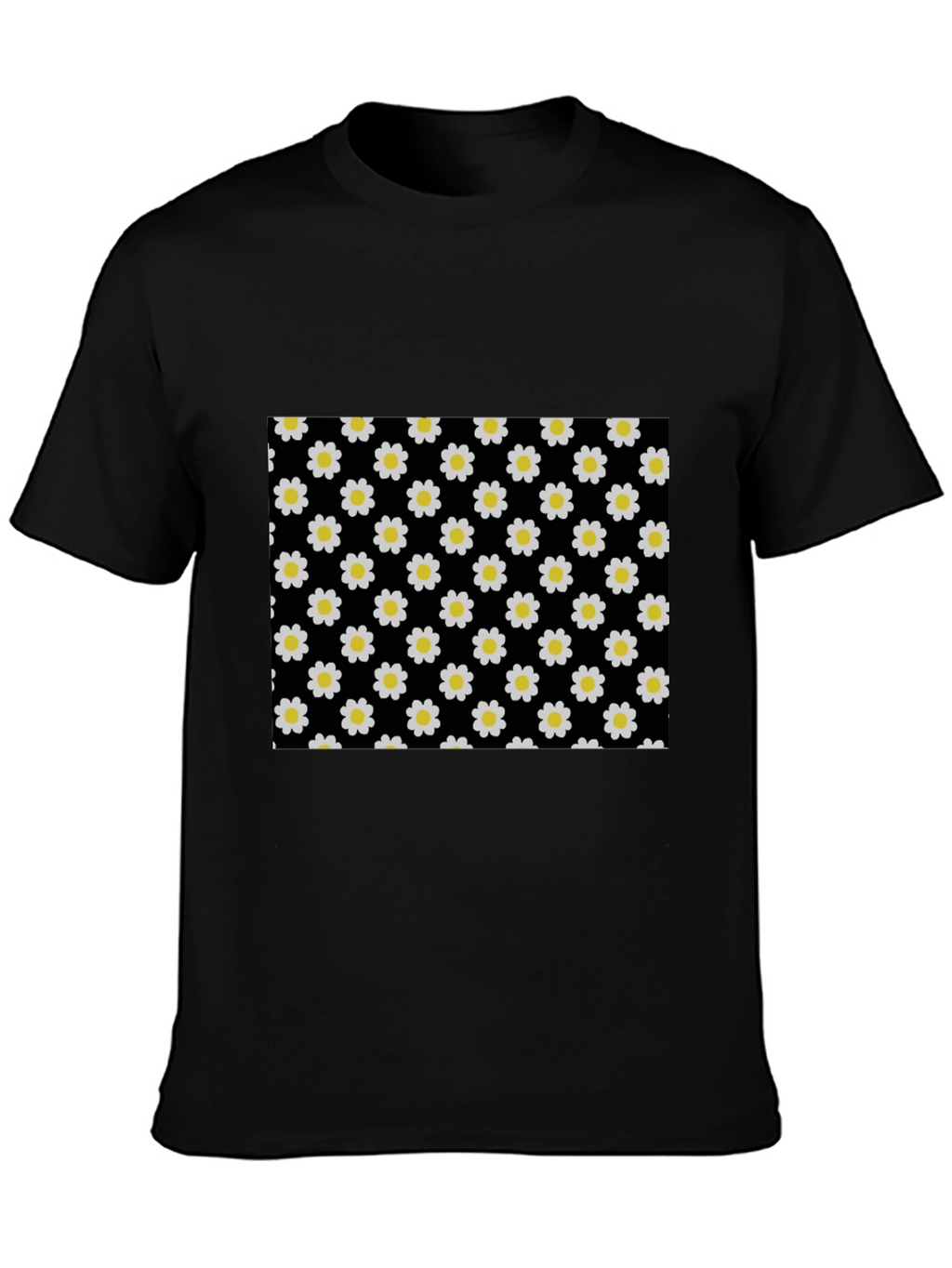 Black Daisy Pattern T-Shirt