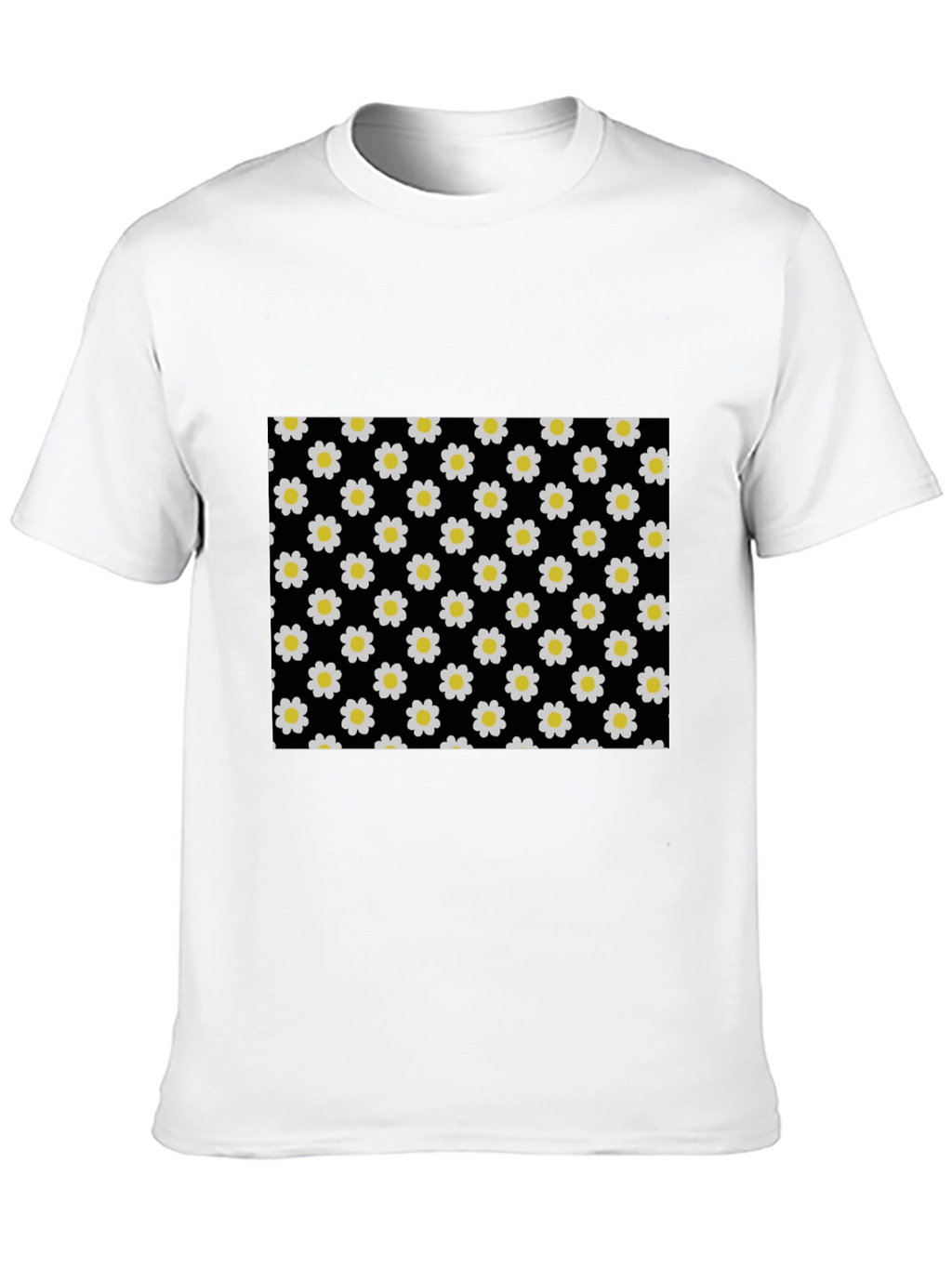 Black Daisy Pattern T-Shirt