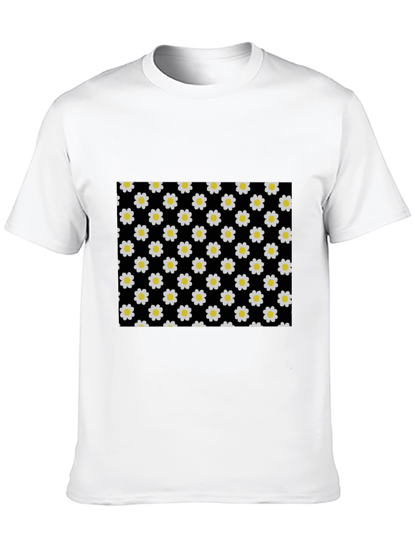 Black Daisy Pattern T-Shirt