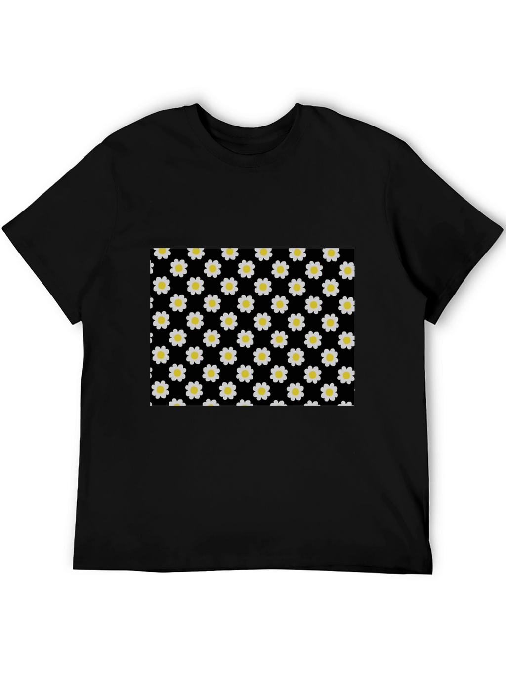 Black Daisy Pattern T-Shirt