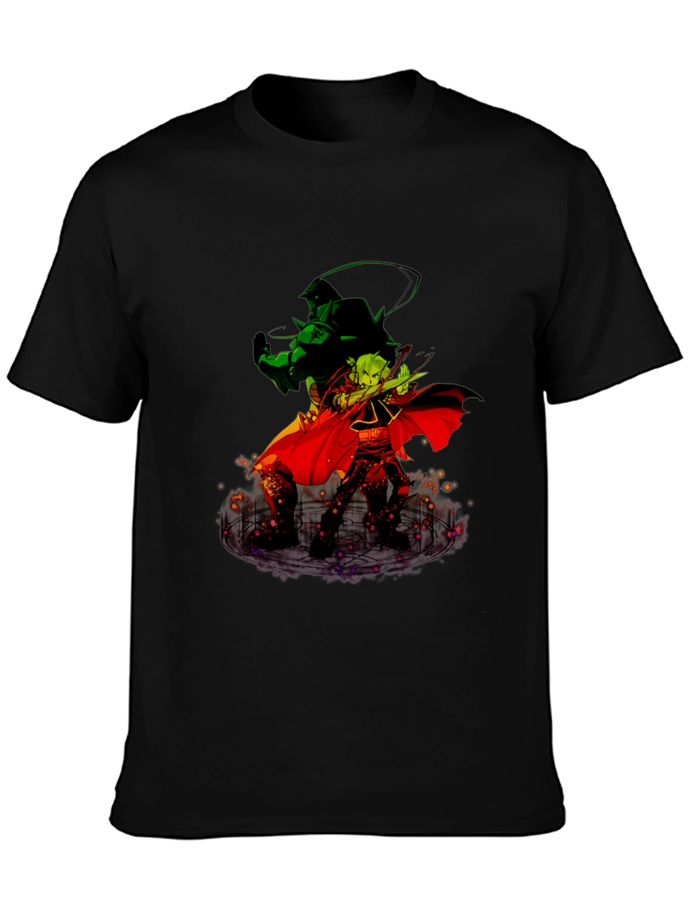 Anime Duo Graphic T-Shirt - Black Cotton Tee