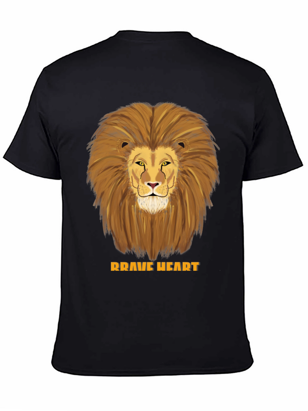 Brave Heart Lion Graphic T-Shirt - Black Cotton Tee