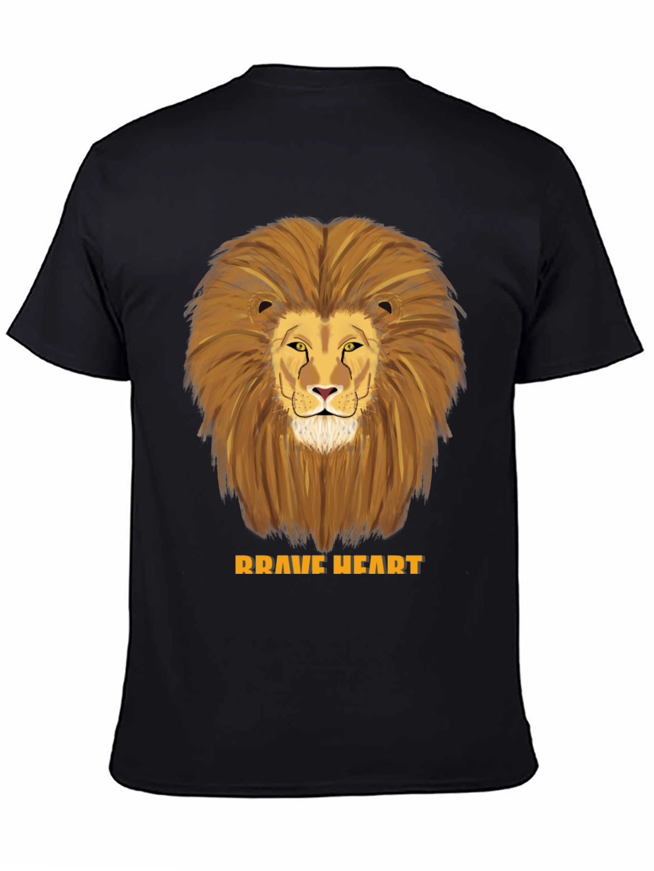 Brave Heart Lion Graphic T-Shirt - Black Cotton Tee