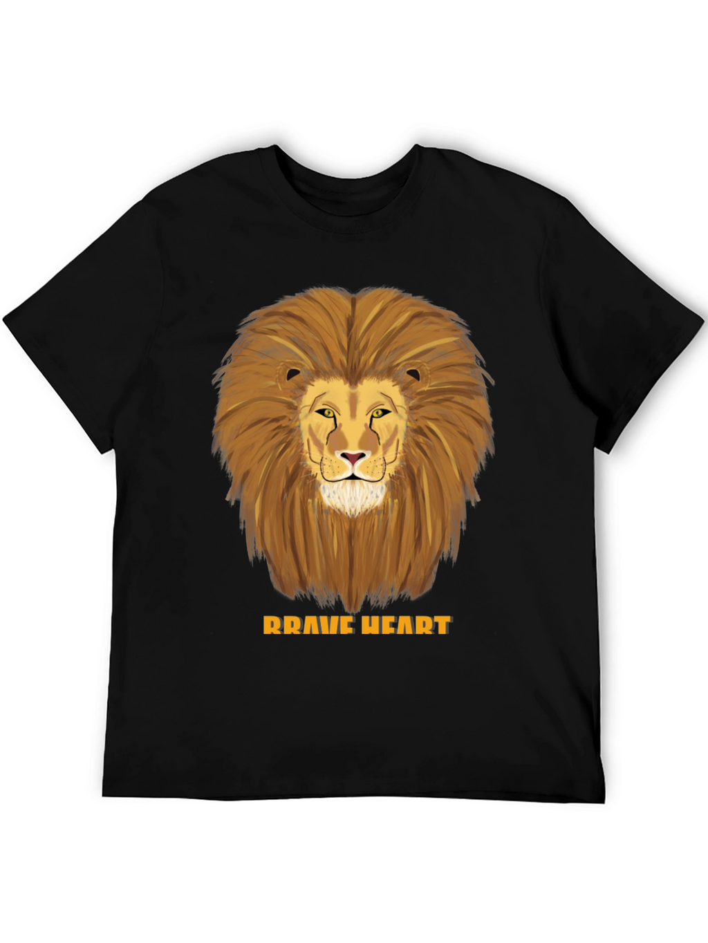 Brave Heart Lion Graphic T-Shirt - Black Cotton Tee