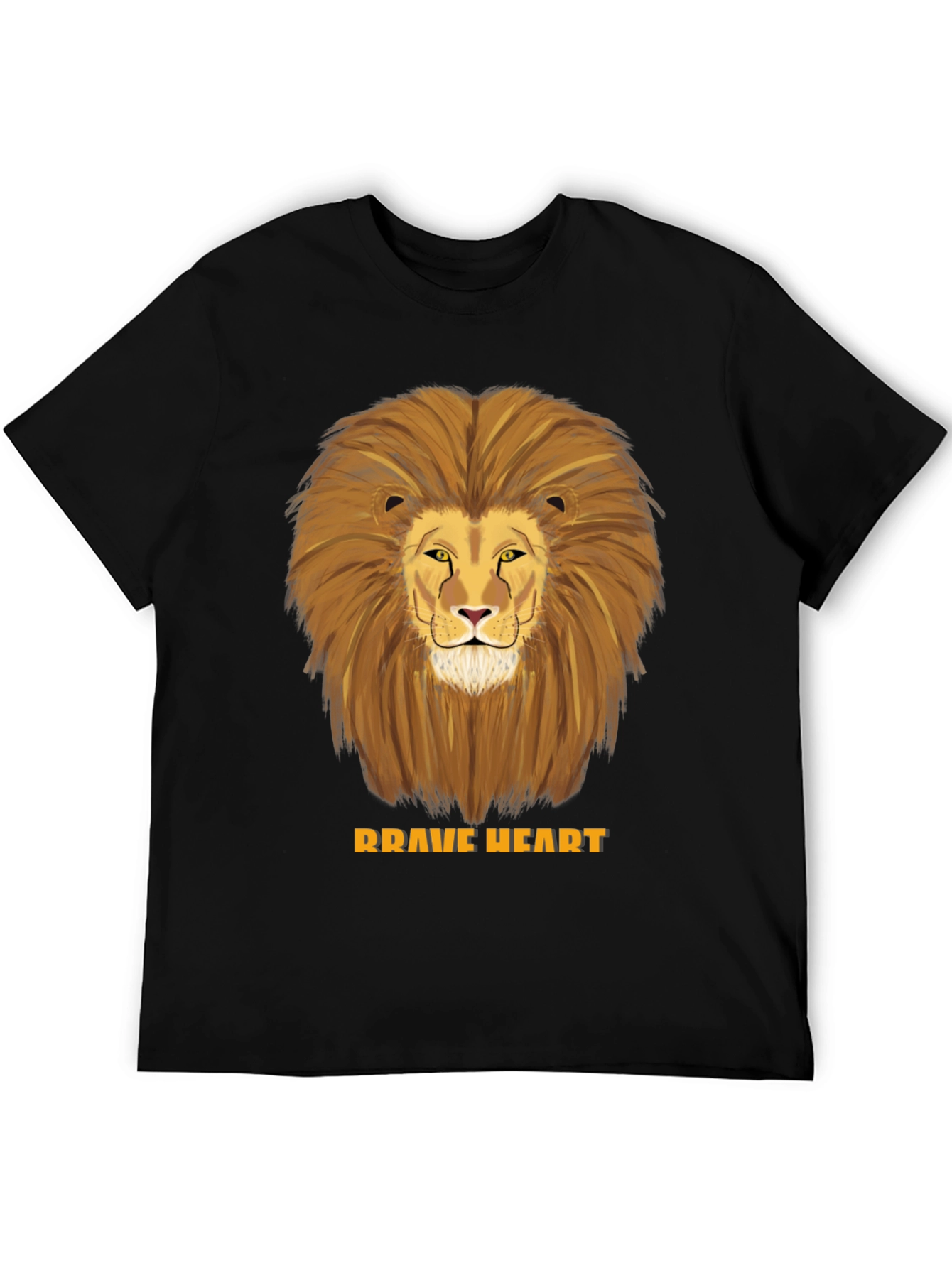 Brave Heart Lion Graphic T-Shirt - Black Cotton Tee