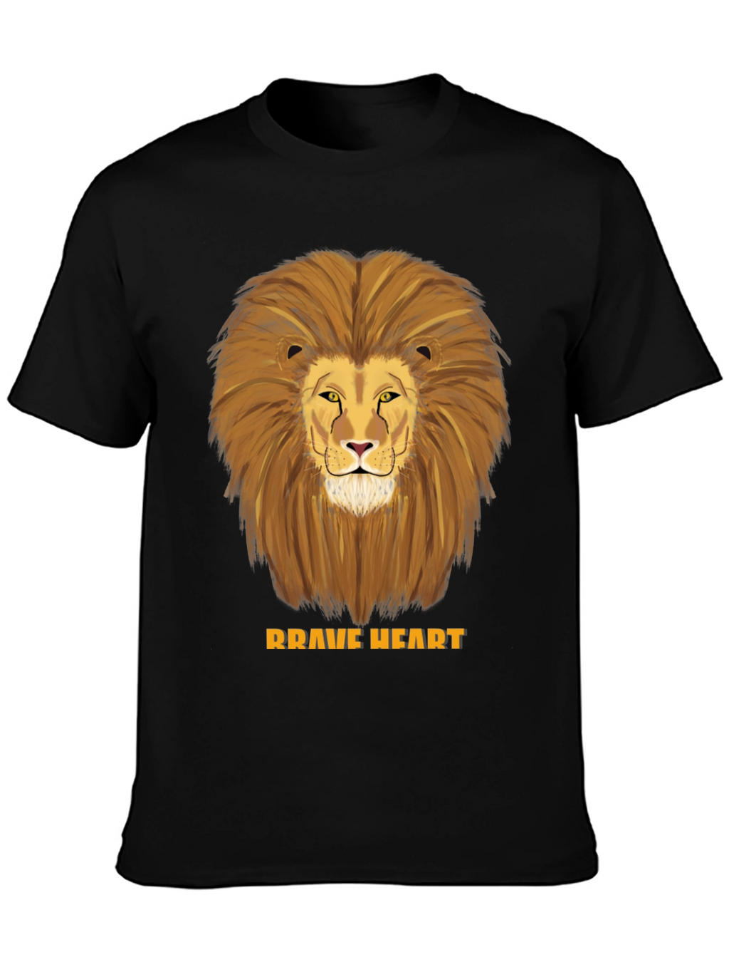 Brave Heart Lion Graphic T-Shirt - Black Cotton Tee