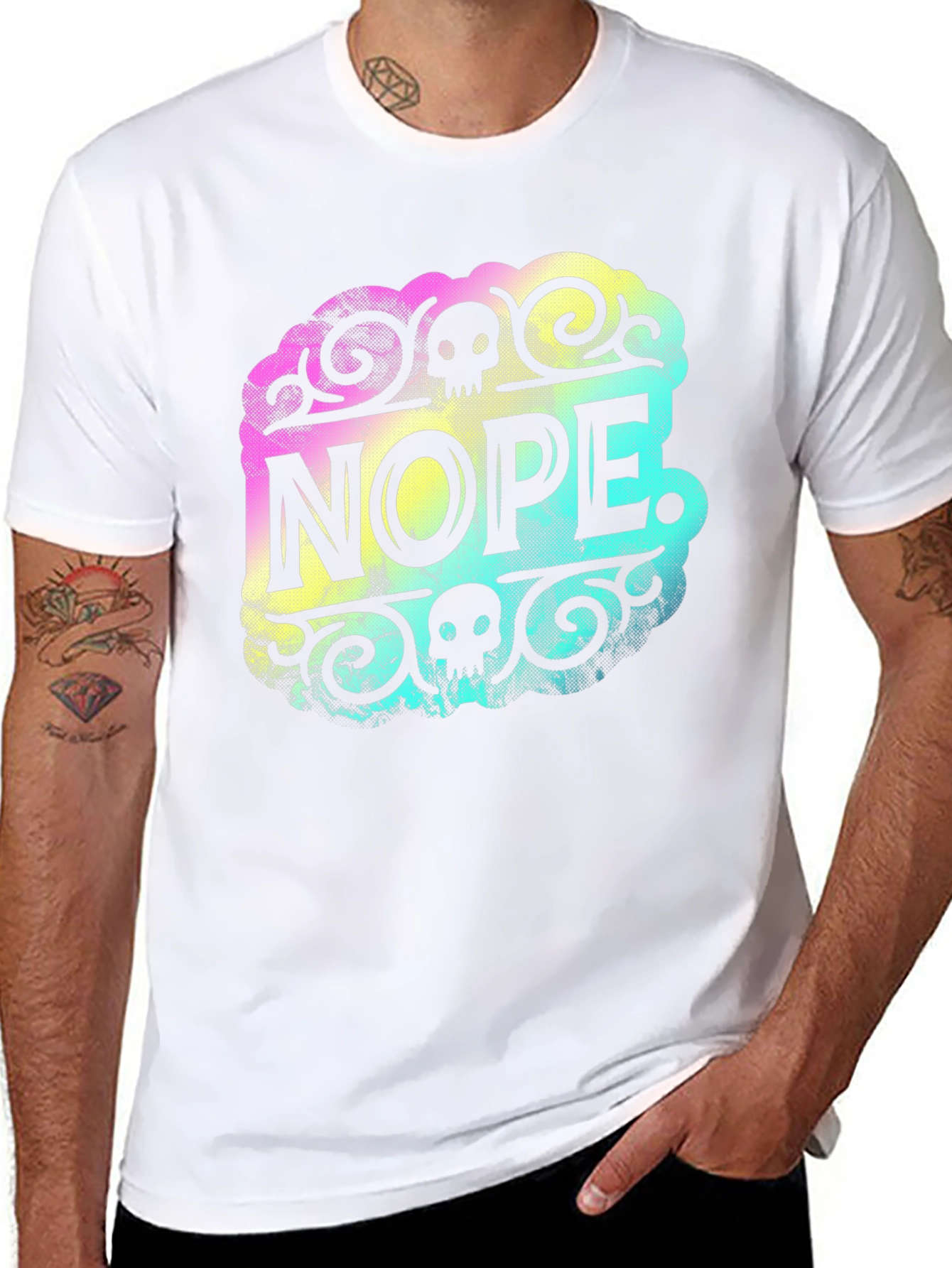 Nope Graphic Tee - Skull Accent - Soft Black T-Shirt