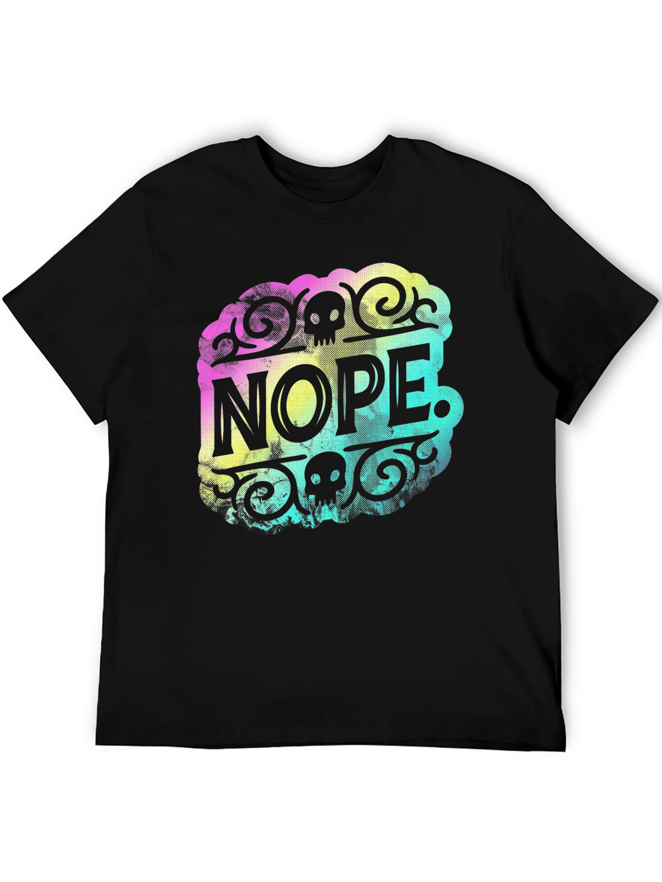 Nope Graphic Tee - Skull Accent - Soft Black T-Shirt