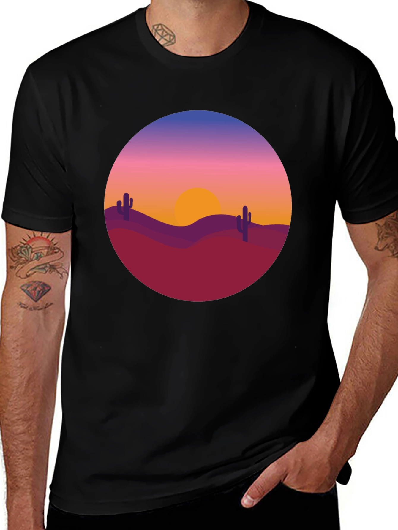 Desert Sunset Graphic Tee - Black