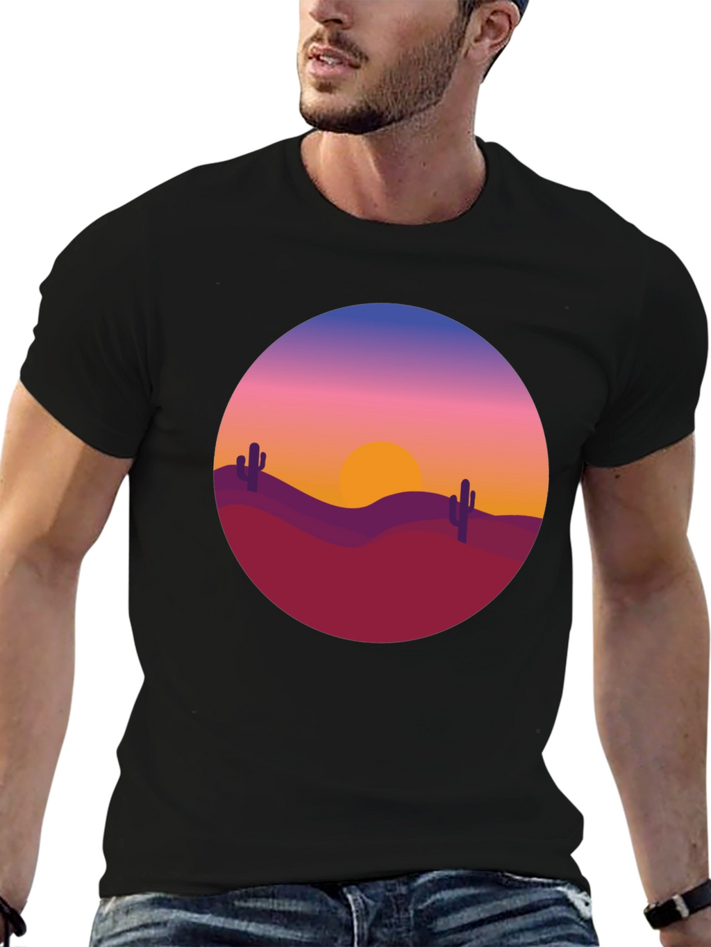 Desert Sunset Graphic Tee - Black