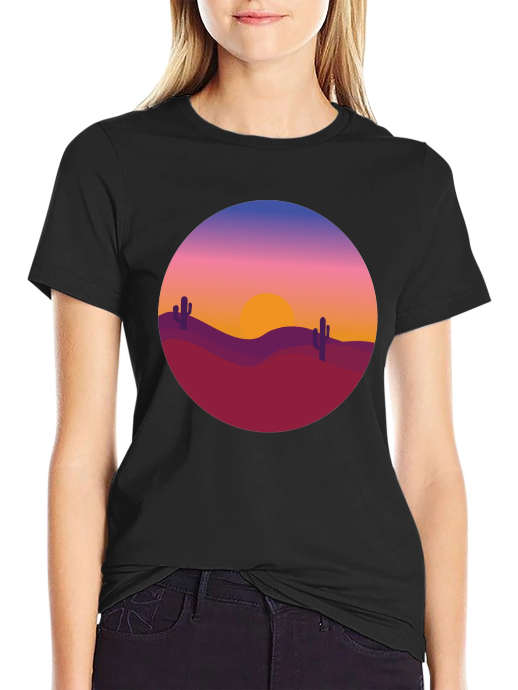 Desert Sunset Graphic Tee - Black