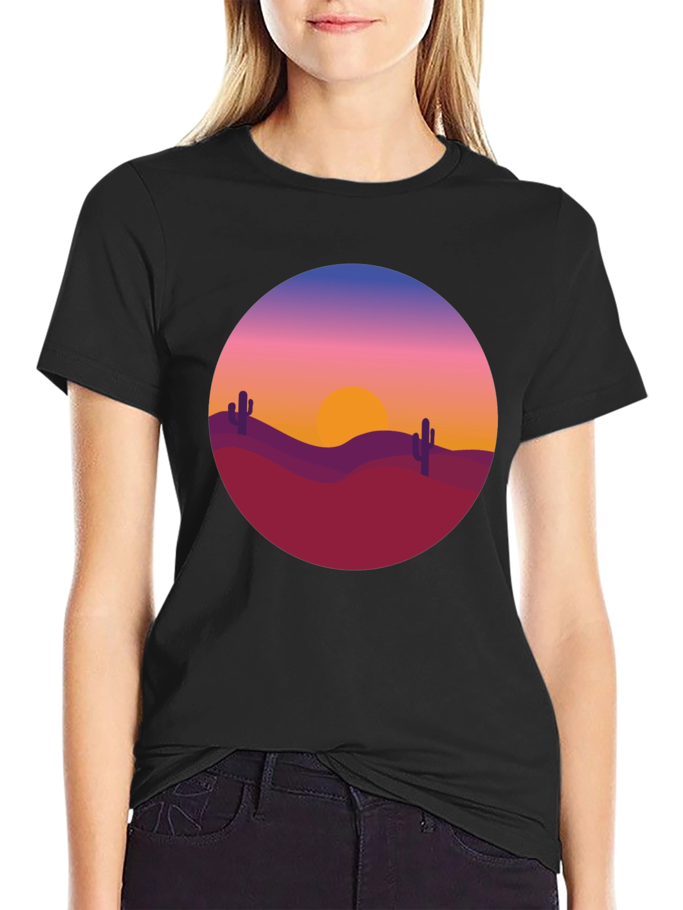 Desert Sunset Graphic Tee - Black