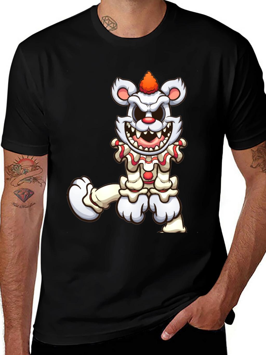 Creepy Clown Bear Graphic T-Shirt