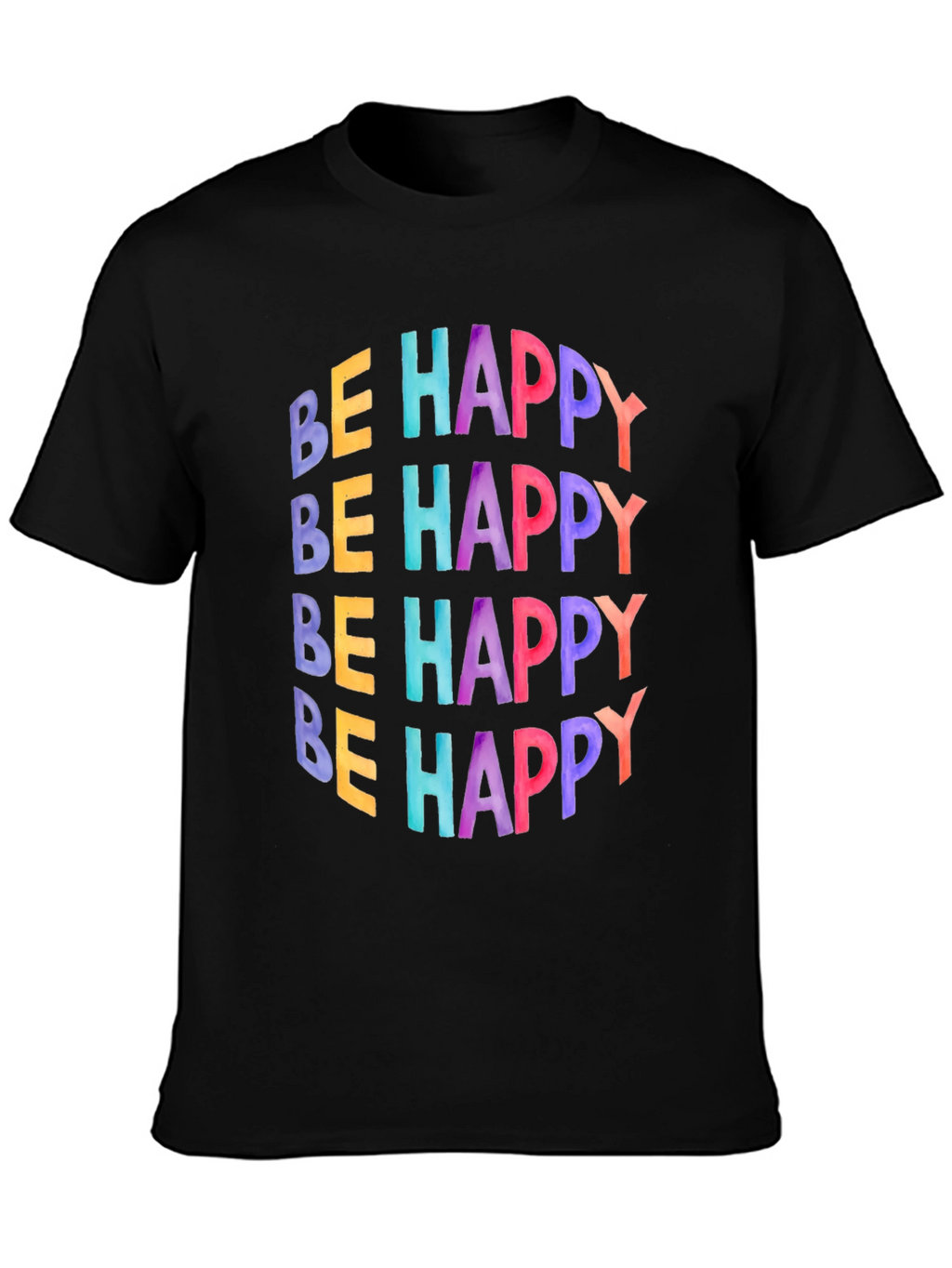 Be Happy Graphic Tee - Black Cotton T-Shirt