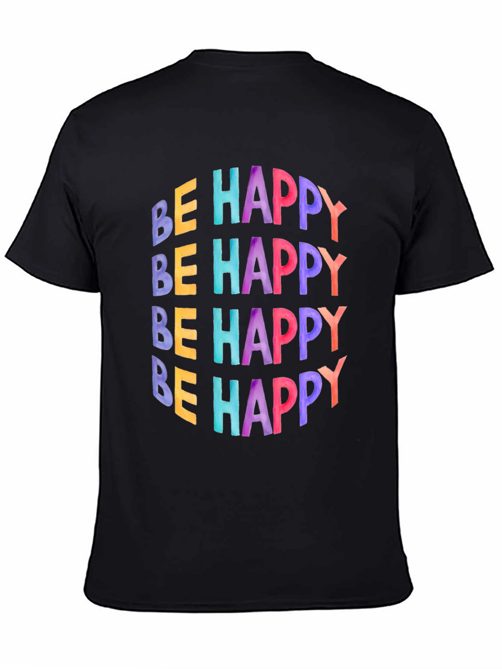 Be Happy Graphic Tee - Black Cotton T-Shirt