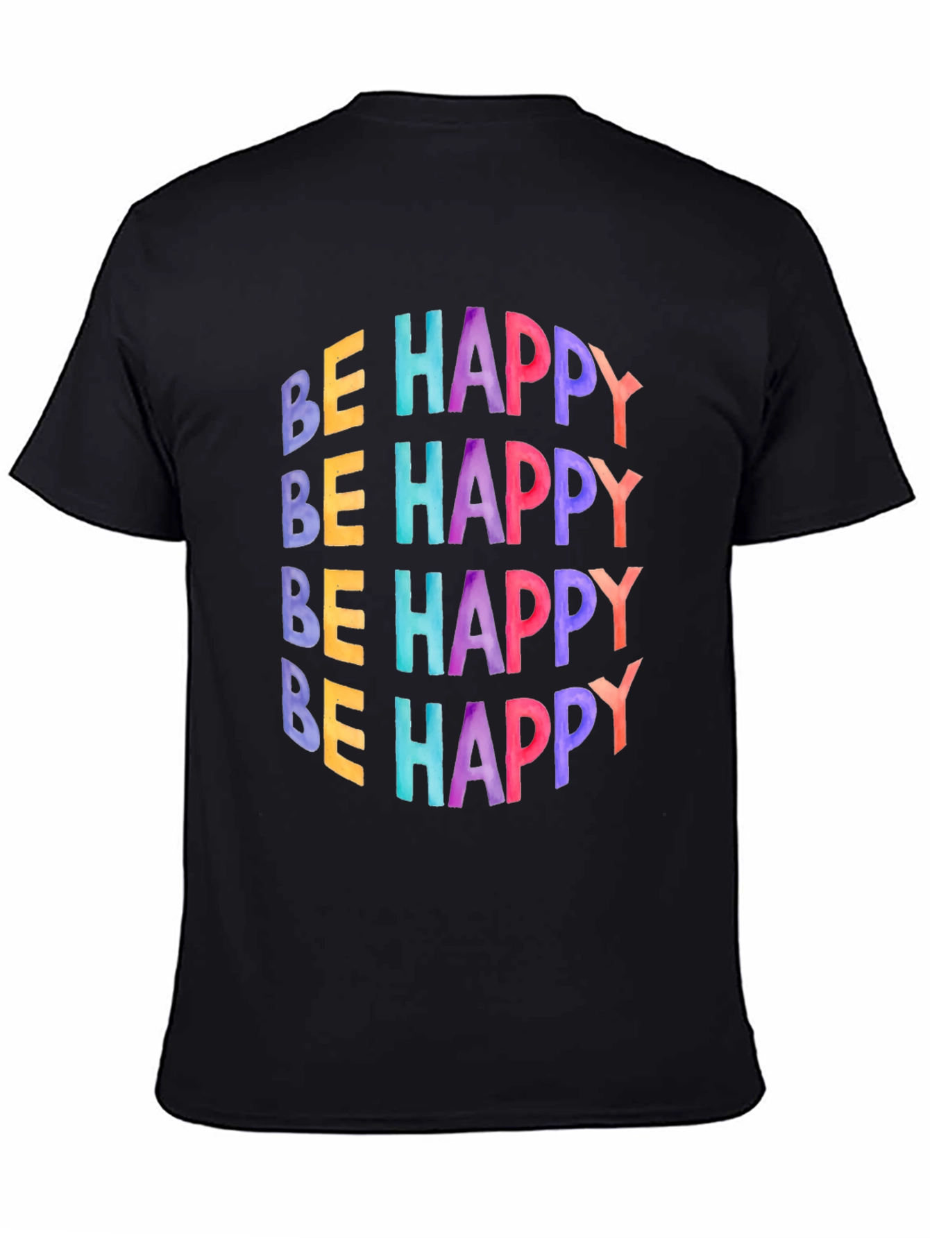 Be Happy Graphic Tee - Black Cotton T-Shirt