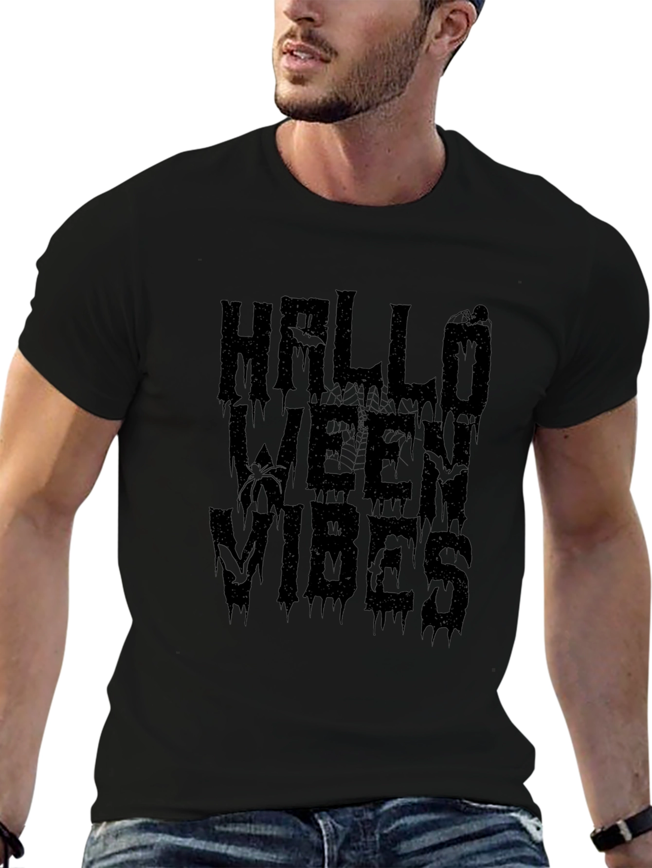 Halloween Vibes Graphic Tee - Mens Black T-Shirt