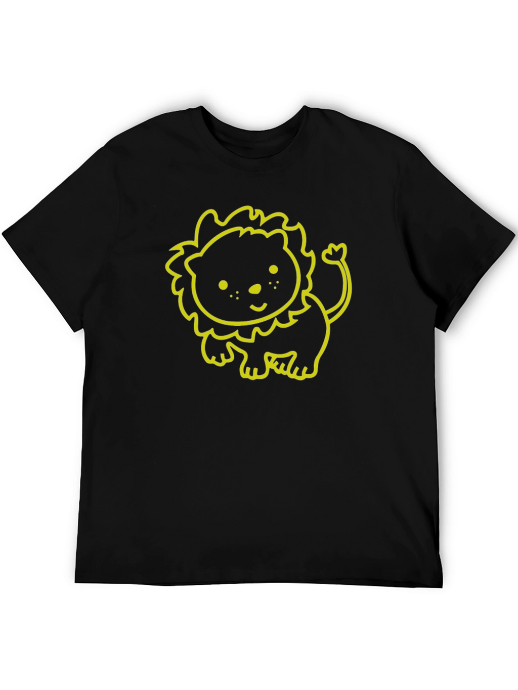Cute Lion Graphic Tee - Soft Black Cotton T-Shirt