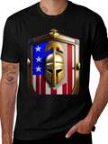 Patriotic Spartan Helmet Shield T-Shirt