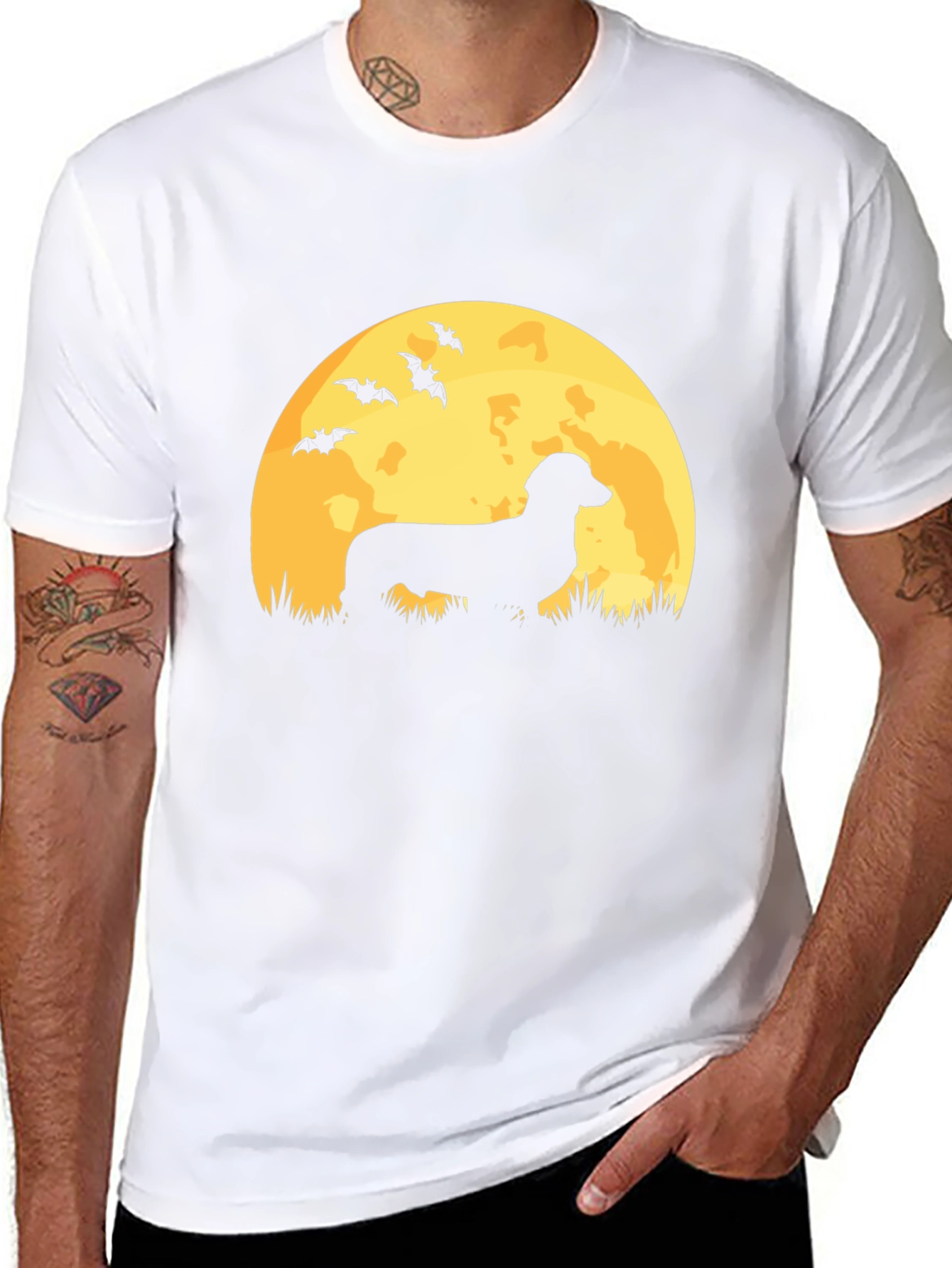 Dachshund Moon Halloween Graphic Tee