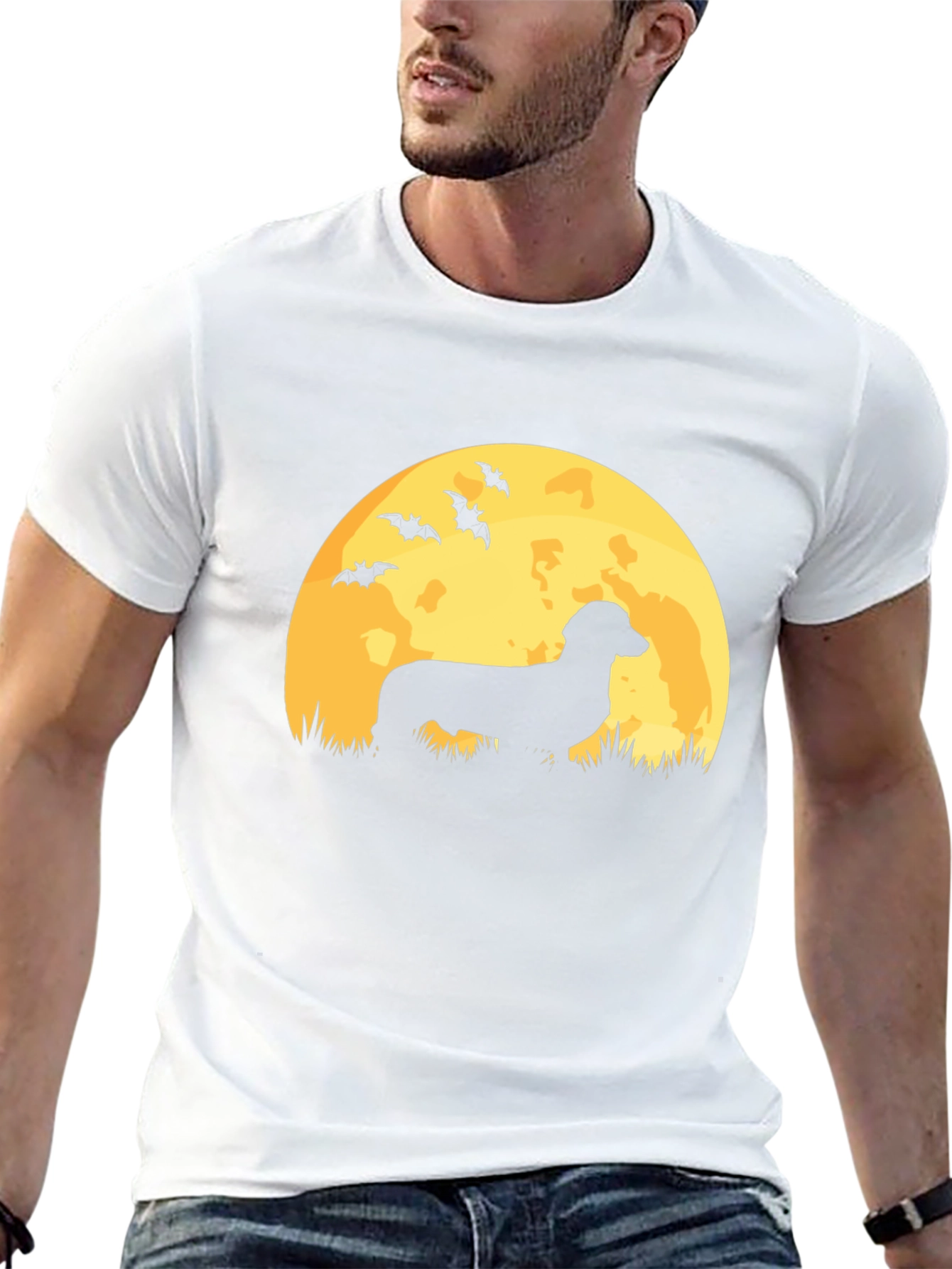 Dachshund Moon Halloween Graphic Tee