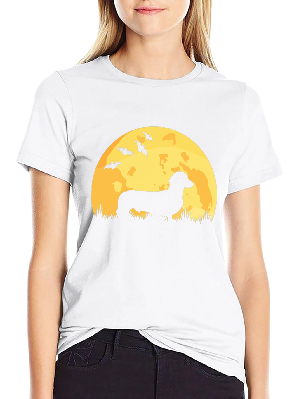 Dachshund Moon Halloween Graphic Tee
