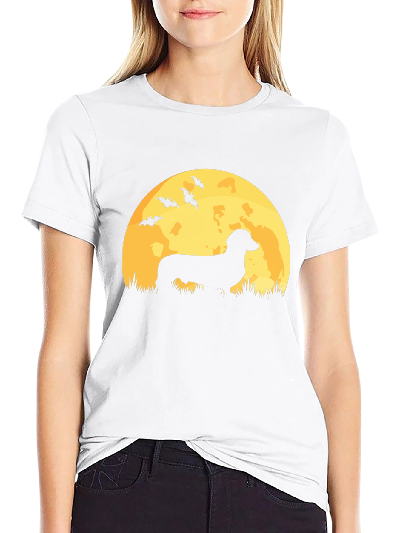 Dachshund Moon Halloween Graphic Tee