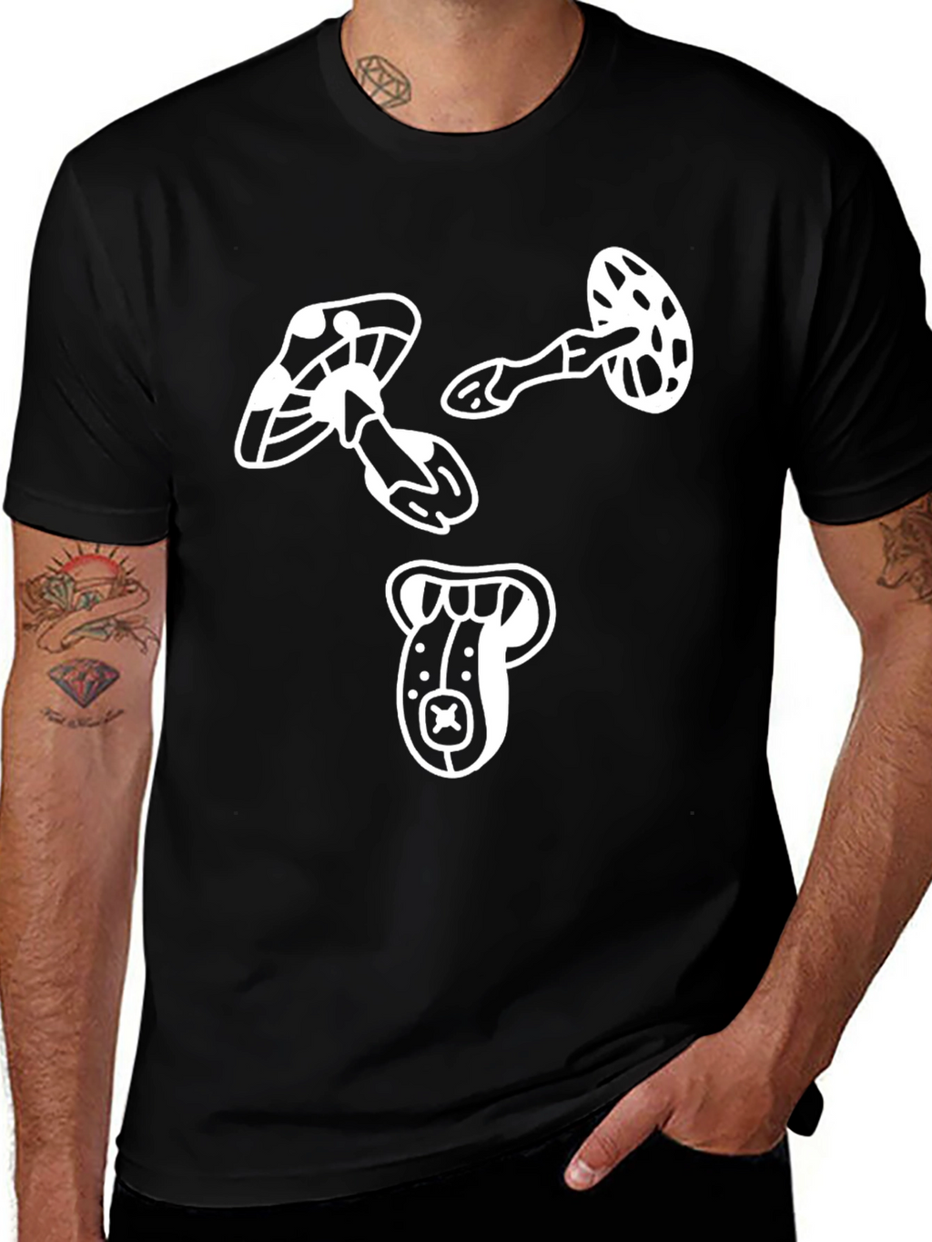 Mushroom Graphic Tee - Modern Black T-Shirt