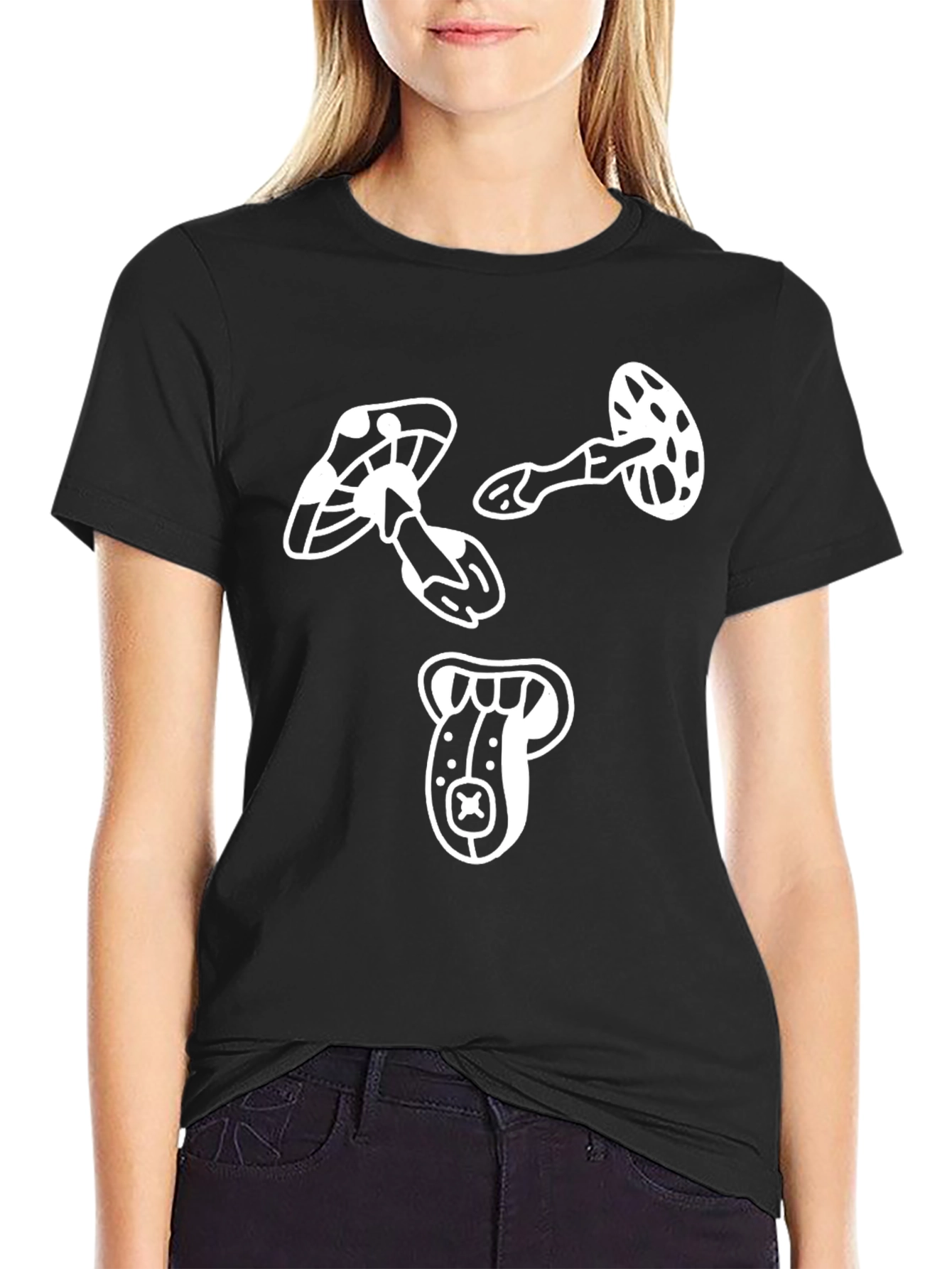 Mushroom Graphic Tee - Modern Black T-Shirt