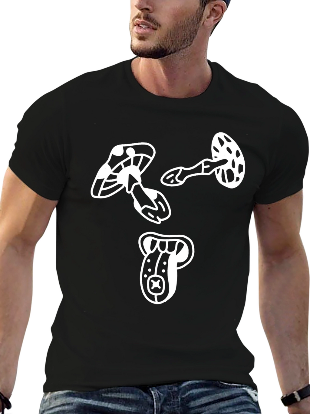 Mushroom Graphic Tee - Modern Black T-Shirt