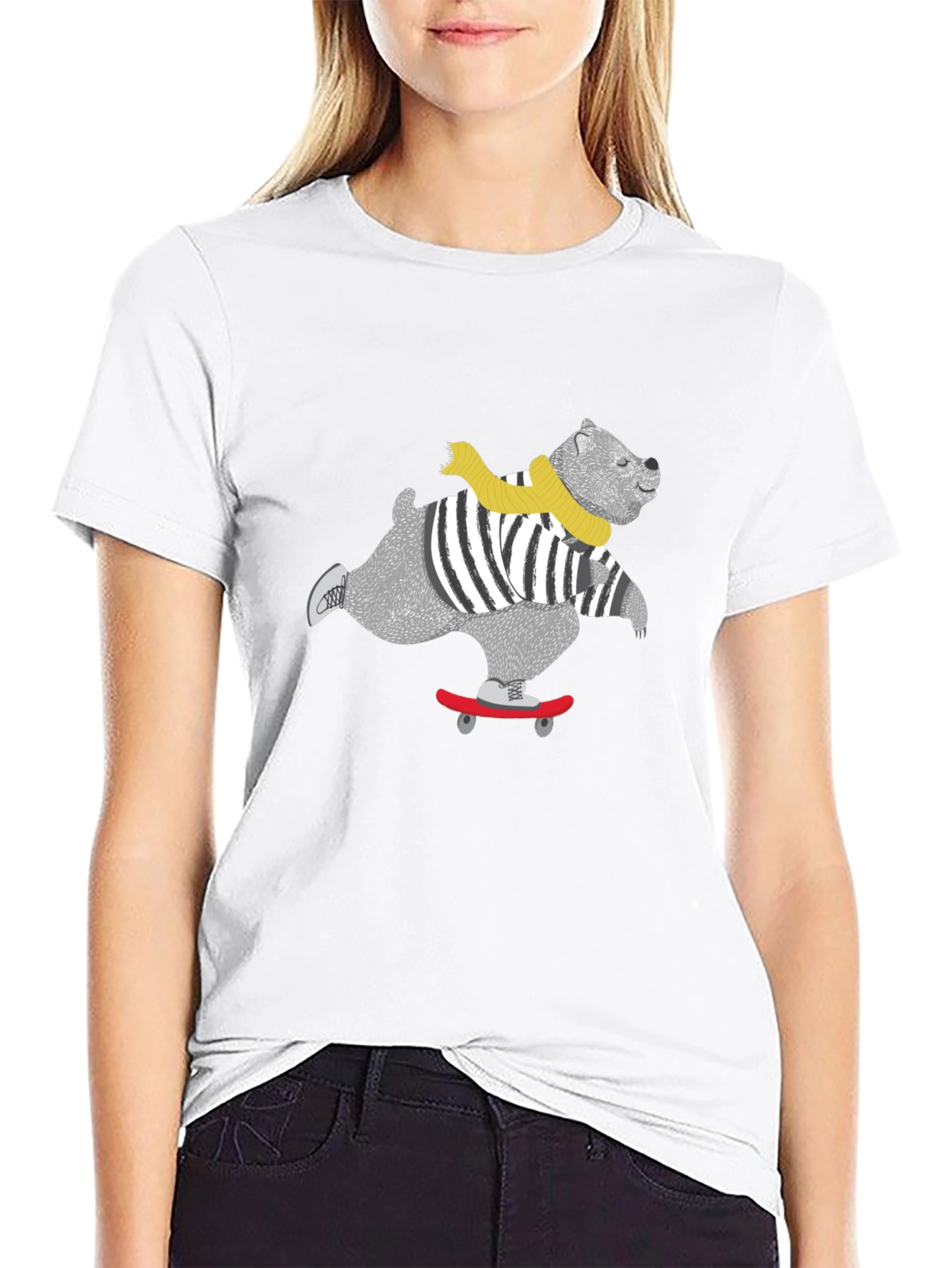 Skateboarding Bear Graphic Tee - Cool & Casual!