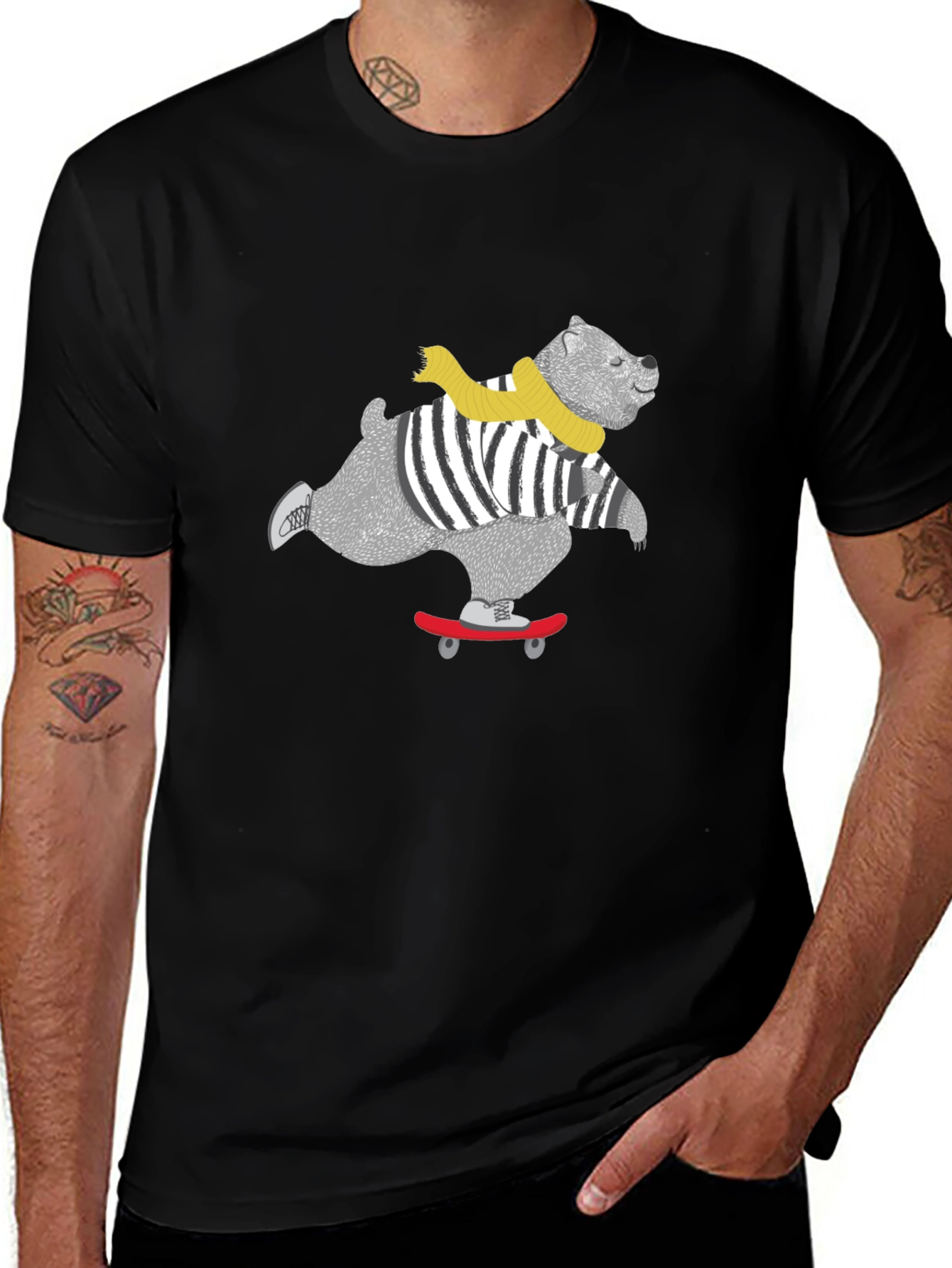 Skateboarding Bear Graphic Tee - Cool & Casual!