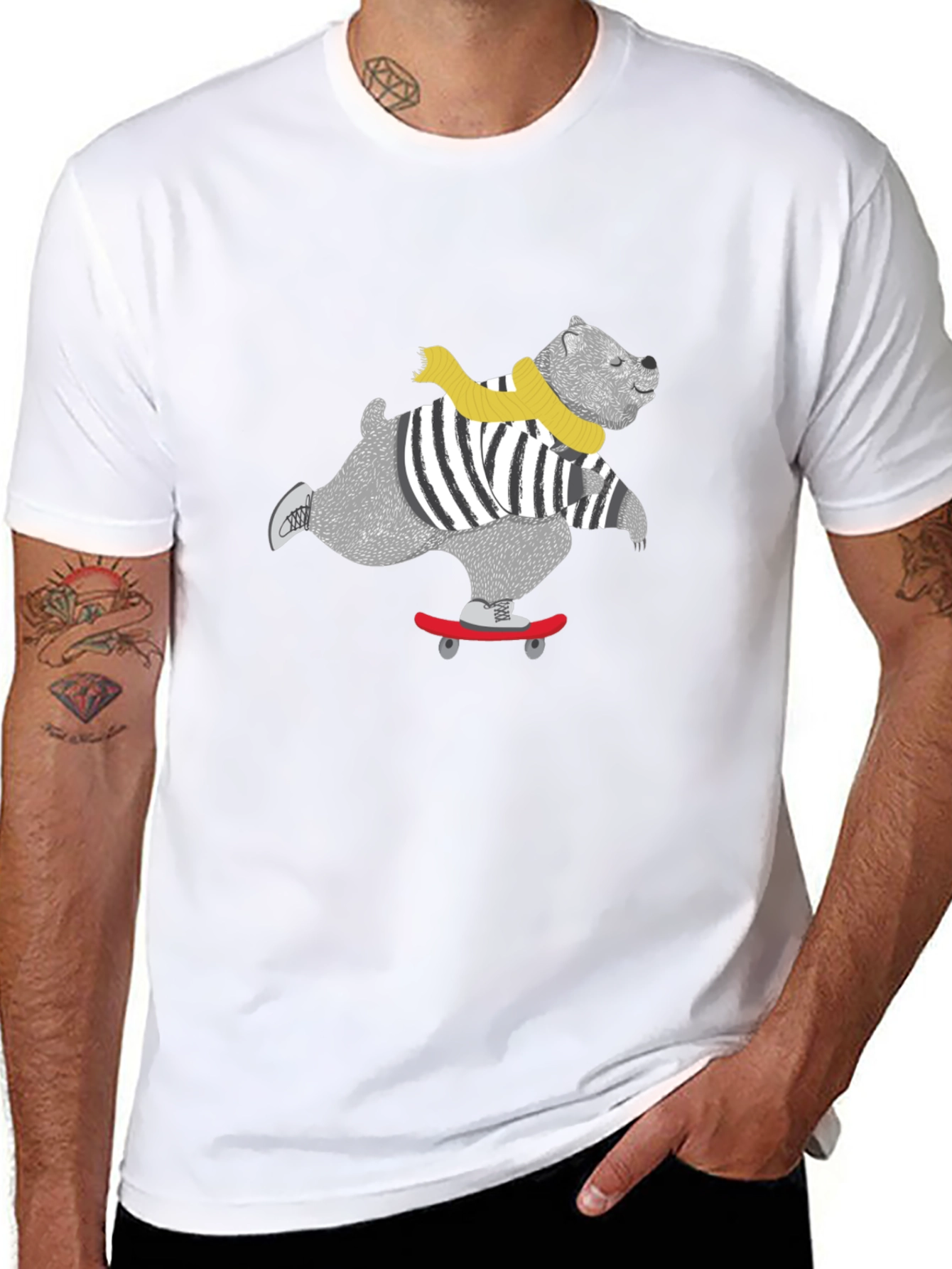 Skateboarding Bear Graphic Tee - Cool & Casual!