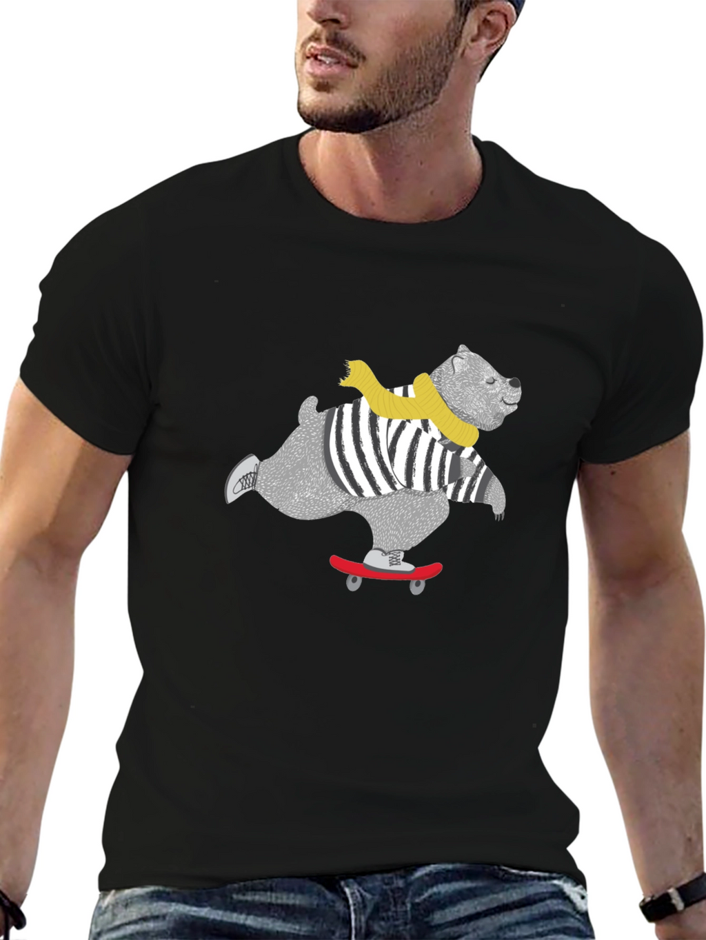 Skateboarding Bear Graphic Tee - Cool & Casual!
