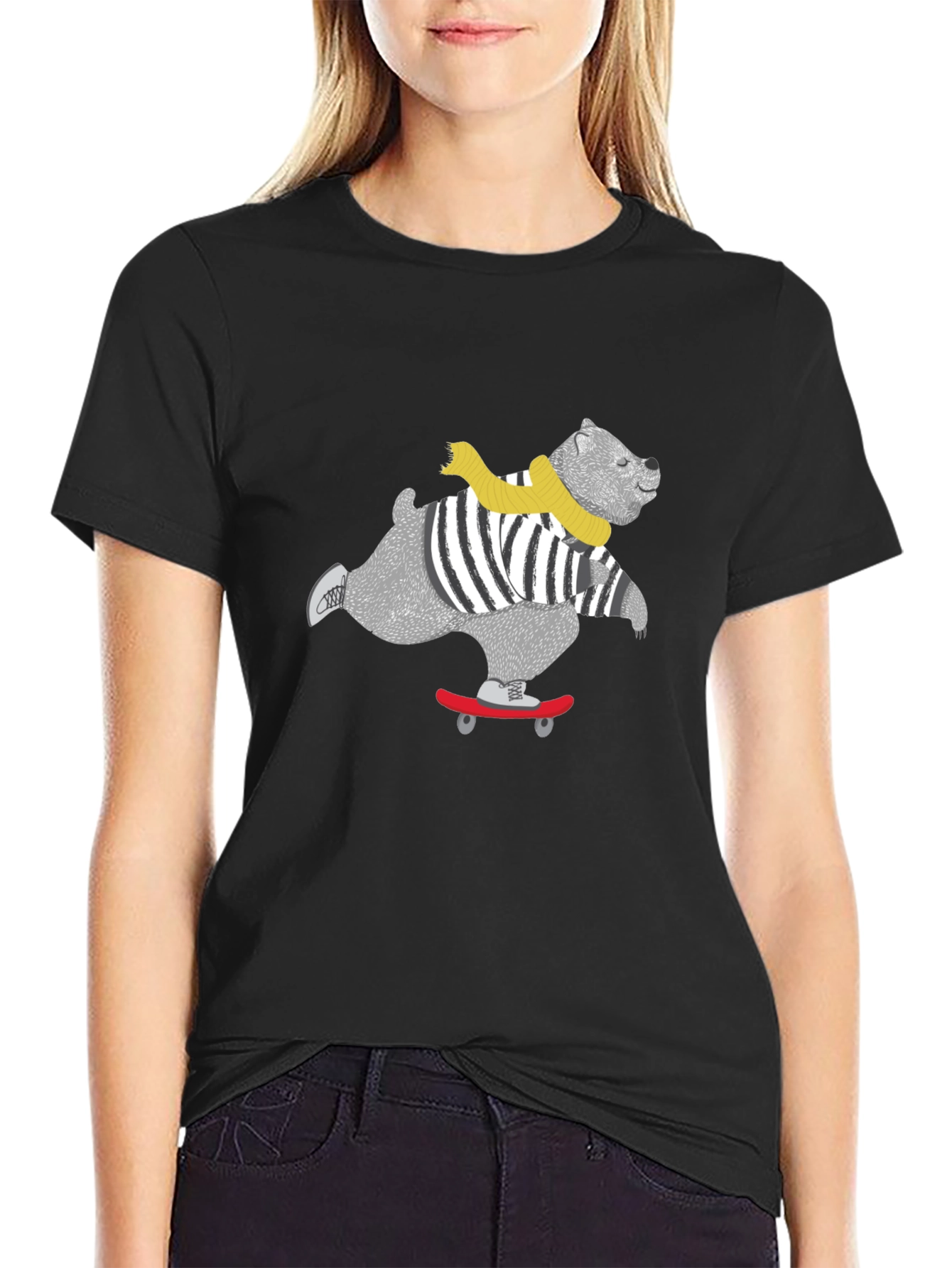 Skateboarding Bear Graphic Tee - Cool & Casual!
