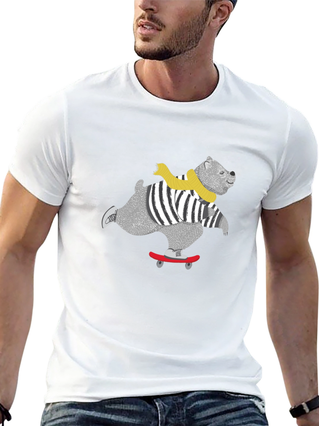 Skateboarding Bear Graphic Tee - Cool & Casual!