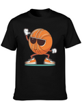 Cool Basketball Graphic Tee - Black Cotton Blend