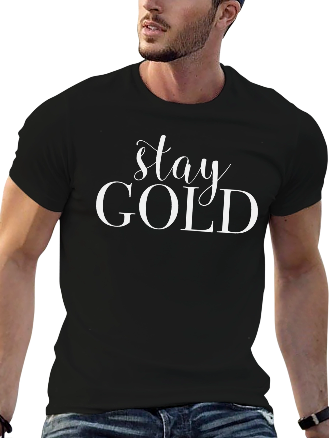 Stay Gold Graphic Tee - Unisex Black Cotton T-Shirt
