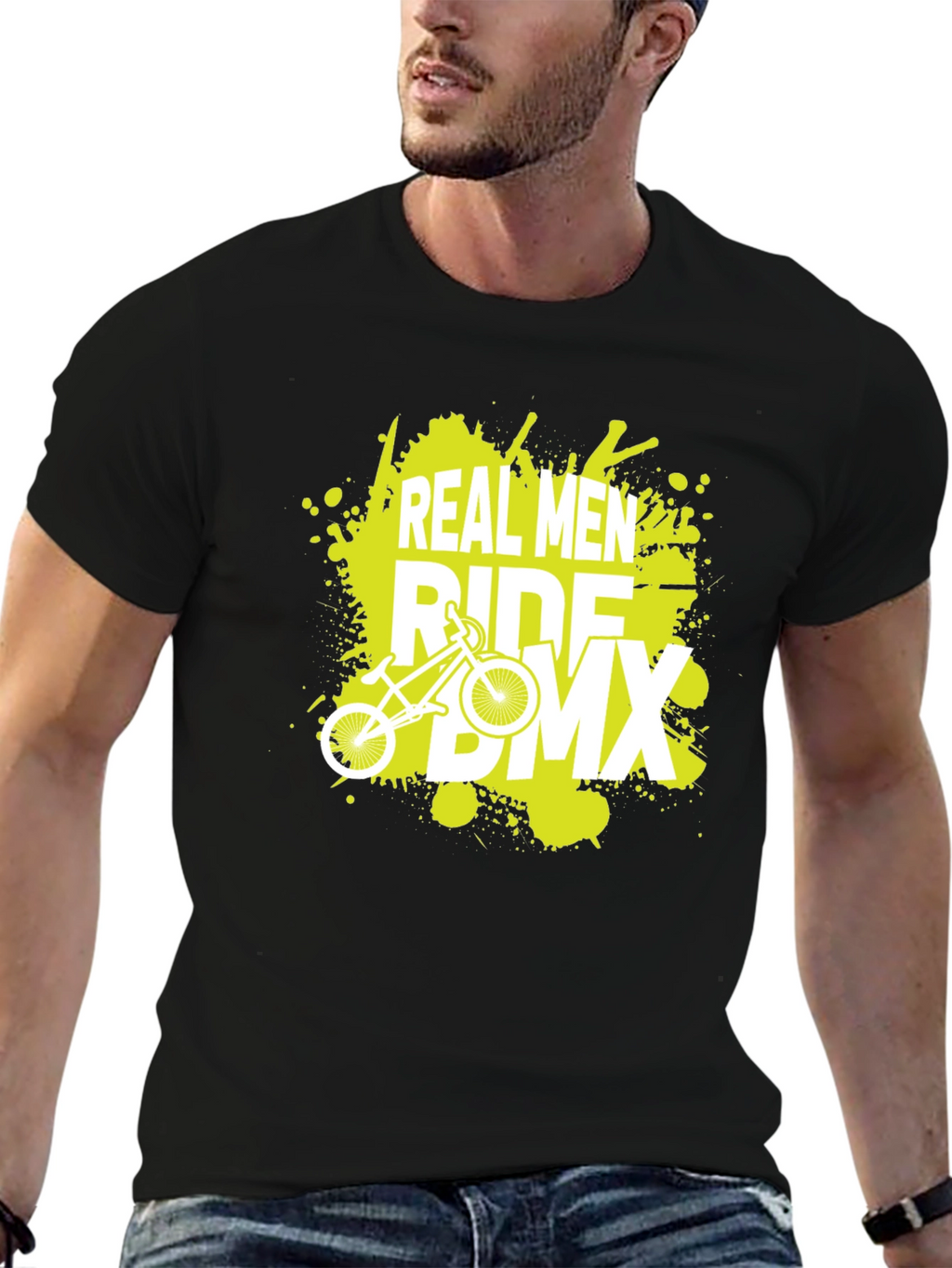 Real Men Ride BMX Graphic Tee - Black