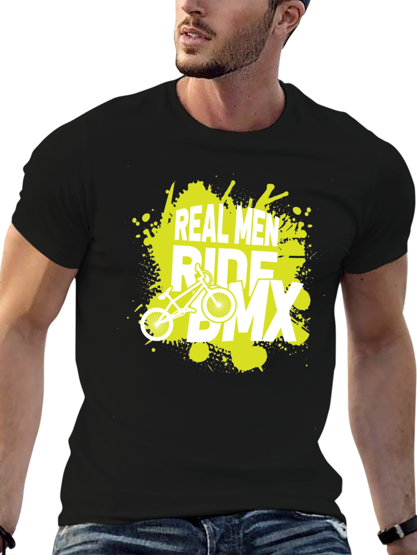 Real Men Ride BMX Graphic Tee - Black