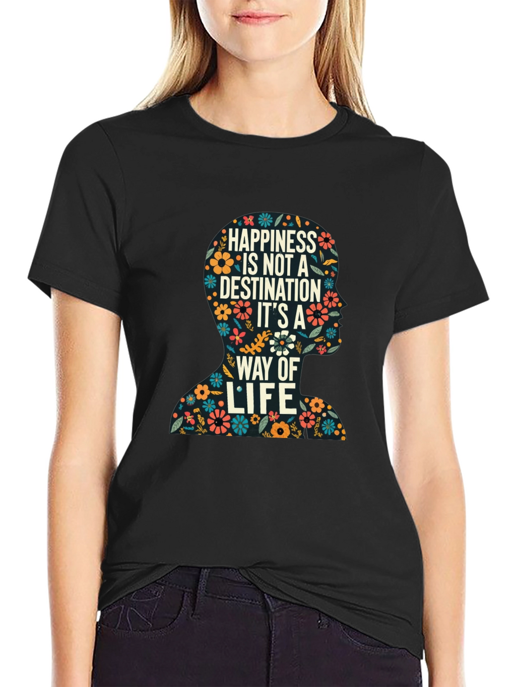 Floral Silhouette Happiness T-Shirt