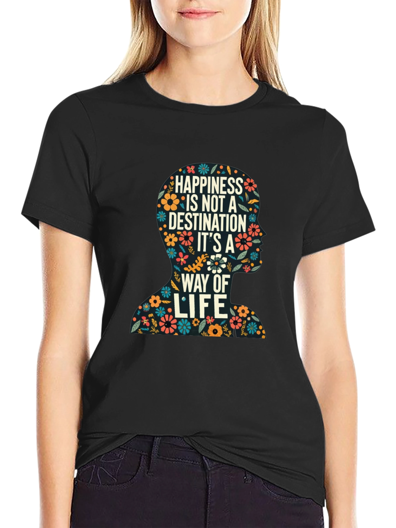 Floral Silhouette Happiness T-Shirt