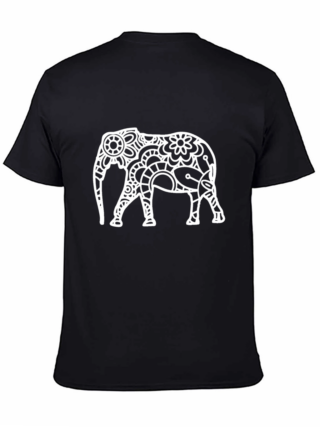 Black T-Shirt with White Elephant Design