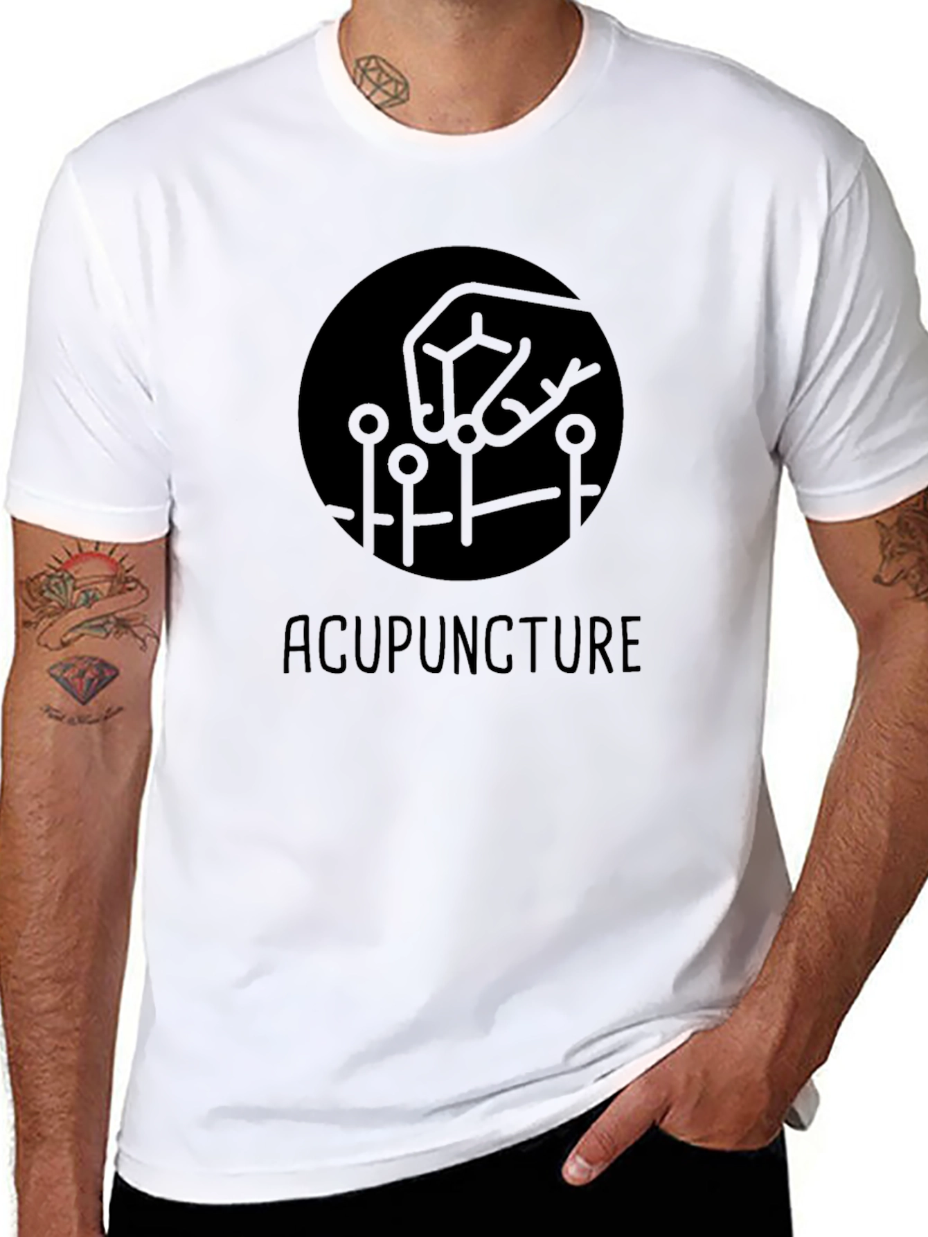 Acupuncture Graphic Tee - Black Cotton T-Shirt