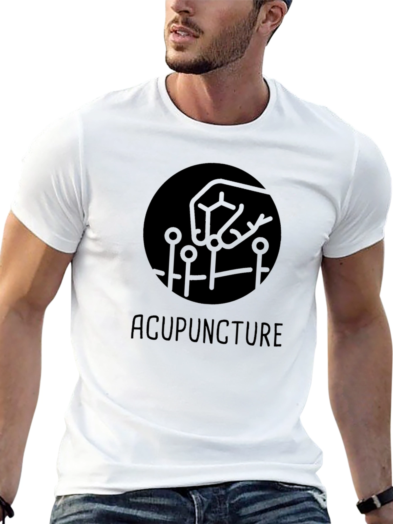 Acupuncture Graphic Tee - Black Cotton T-Shirt