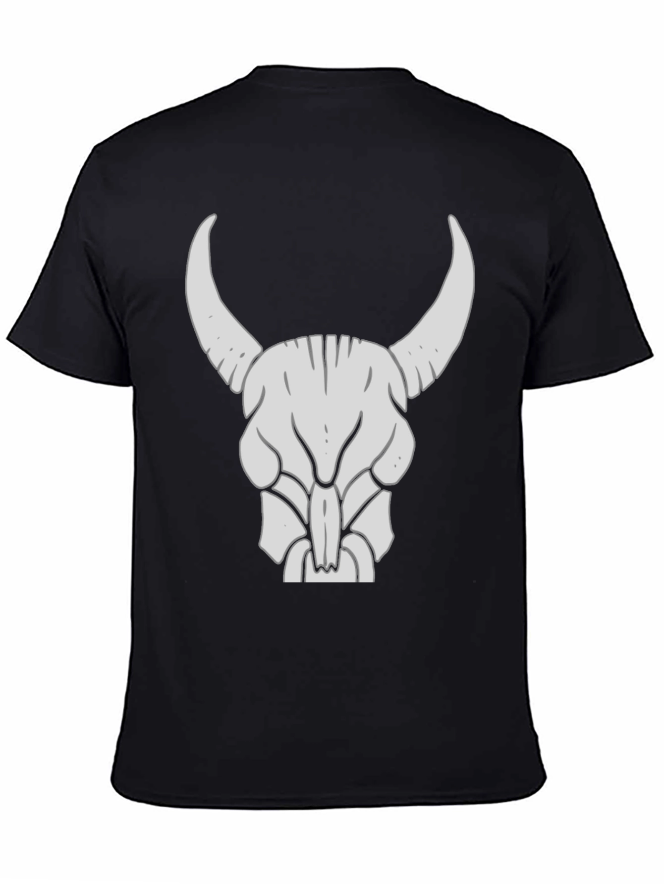 Bull Skull Graphic Tee - Black Cotton Casual Shirt