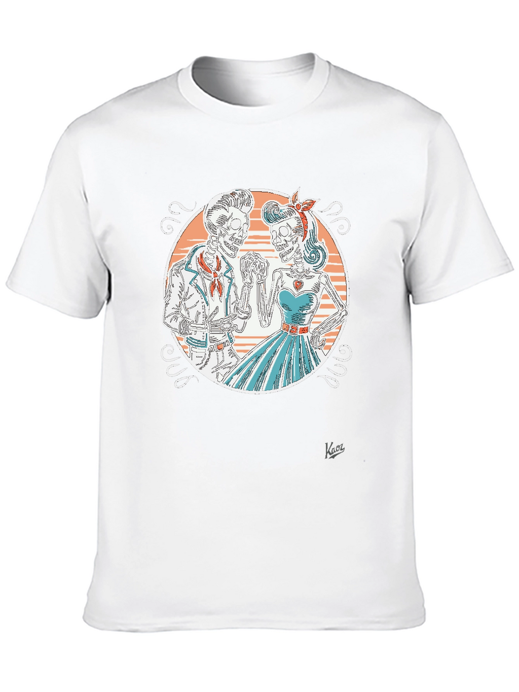 Retro Skeleton Couple Graphic T-Shirt