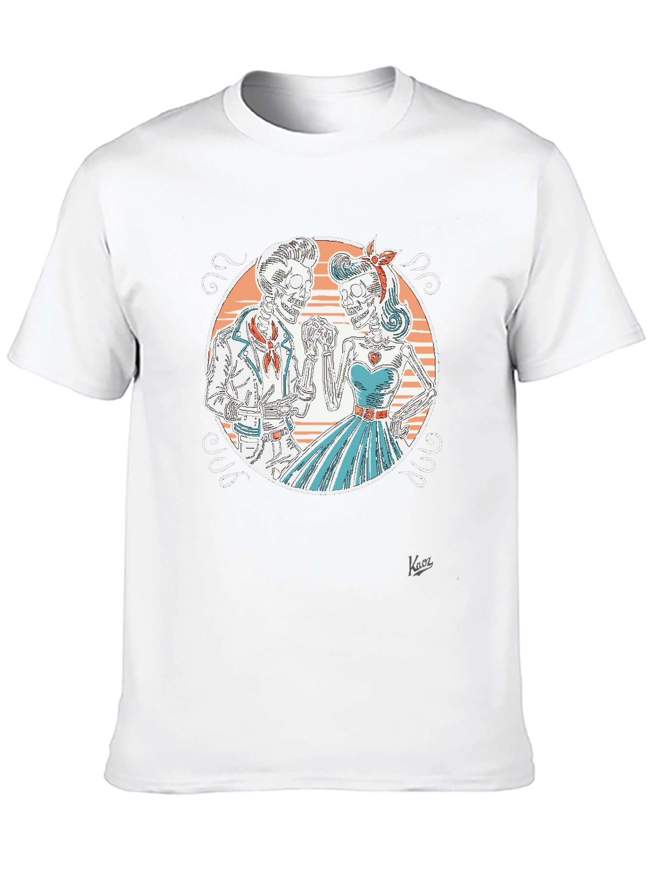 Retro Skeleton Couple Graphic T-Shirt